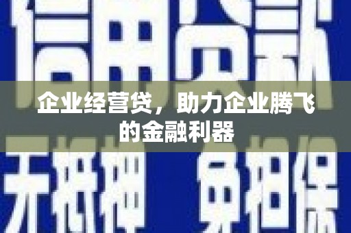 麻豆企业经营贷，助力企业腾飞的金融利器