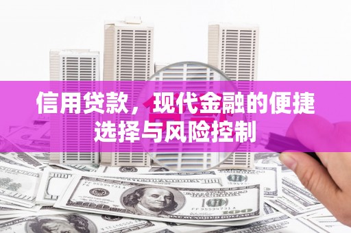 麻豆信用贷款，现代金融的便捷选择与风险控制