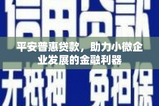 麻豆平安普惠贷款，助力小微企业发展的金融利器