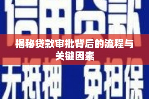 麻豆揭秘贷款审批背后的流程与关键因素