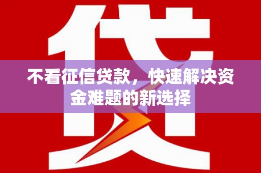 麻豆不看征信贷款，快速解决资金难题的新选择