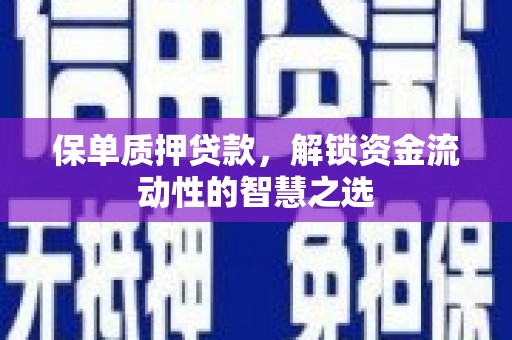麻豆保单质押贷款，解锁资金流动性的智慧之选