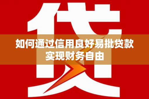 麻豆如何通过信用良好易批贷款实现财务自由