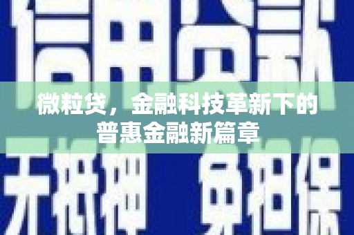 麻豆微粒贷，金融科技革新下的普惠金融新篇章