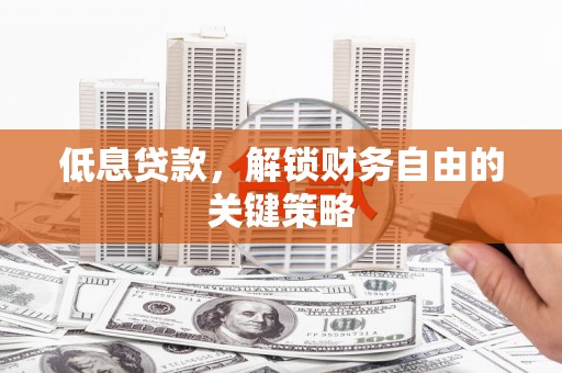 麻豆低息贷款，解锁财务自由的关键策略