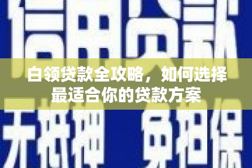 麻豆白领贷款全攻略，如何选择最适合你的贷款方案
